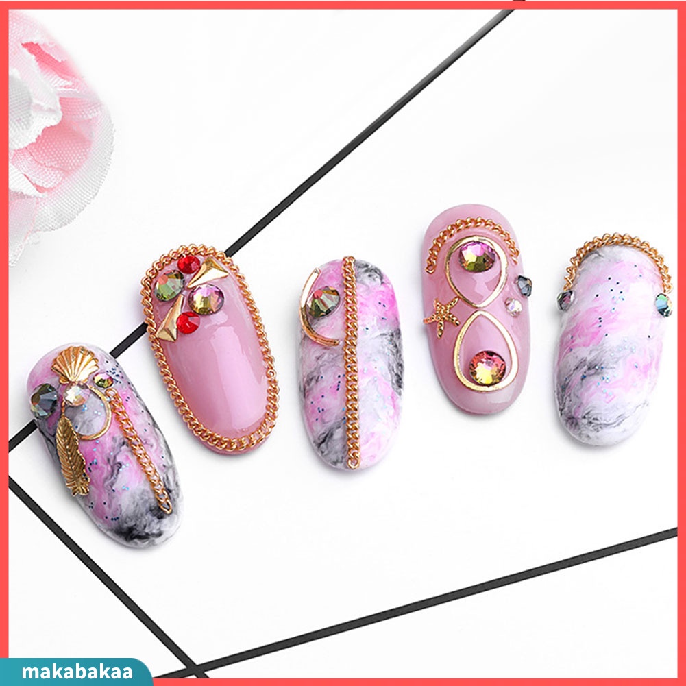 Chuỗi xích hợp kim 3D trang trí móng tay nghệ thuật tự làm nhiều kích thước và màu sắc