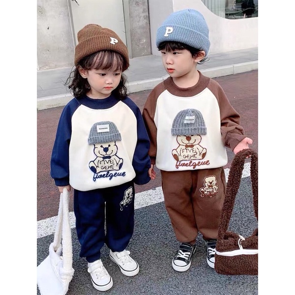 Bộ nỉ bông gấu cho bé 6-16kg