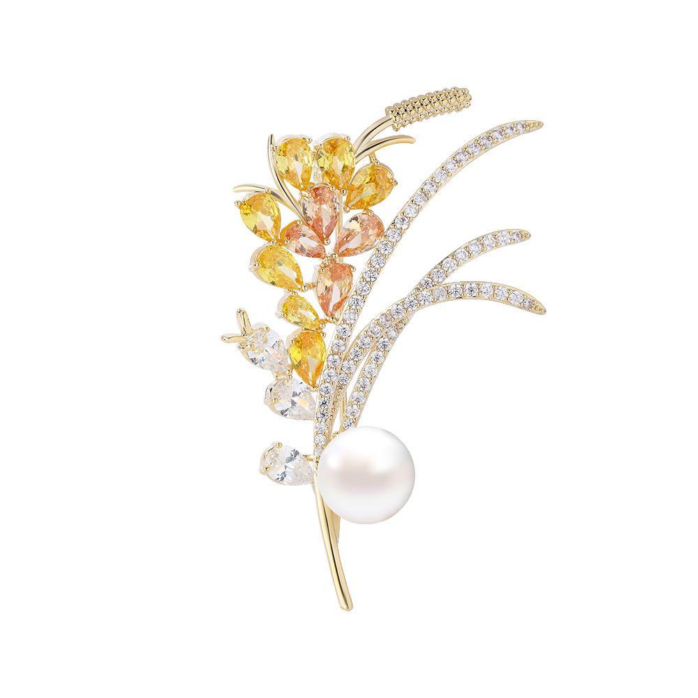 [Có bảo hành] Trâm, ghim cài áo bông lúa vàng nhẹ nhàng thanh lịch 3*6cm