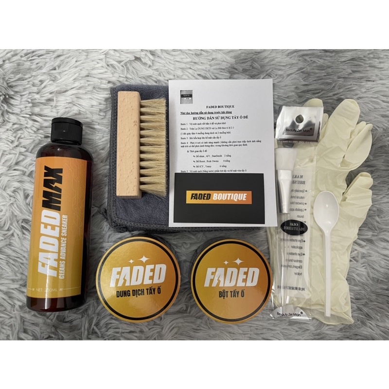 BỘ COMBO FADED : TẨY Ố GIÀY ( 100ml ) + DUNG DỊCH VỆ SINH GIÀY ( 250ml )