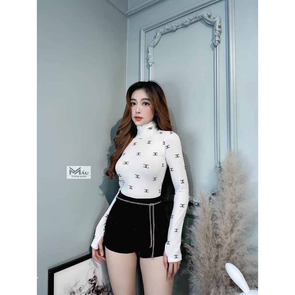 Áo Thun Tăm Cổ Lọ In Chữ Mã 1111