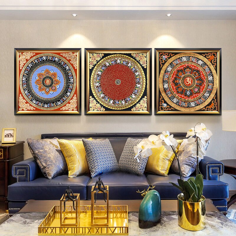 Tây Tạng Mandala Sáu Chữ Mantra Canvas Tranh Thiền Và Giải Nén In Poster Treo Tường Nghệ Thuật Trang