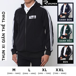 Áo Khoác Nam Thun Thể Thao RURUMEN Áo Khoát Thun Cotton Co Giãn Màu Đen, Xanh Rêu, Xanh Đen - AK073