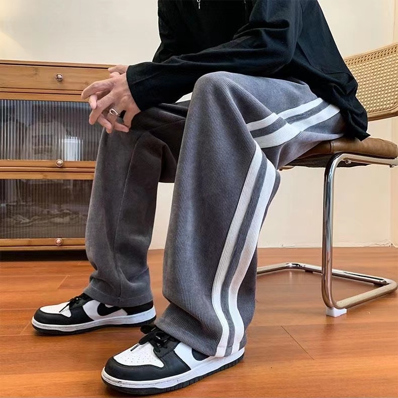 Quần ống rộng Họa Tiết Kẻ Sọc Phong Cách Hàn Quốc Thời Trang Mùa Thu Cho Nữ