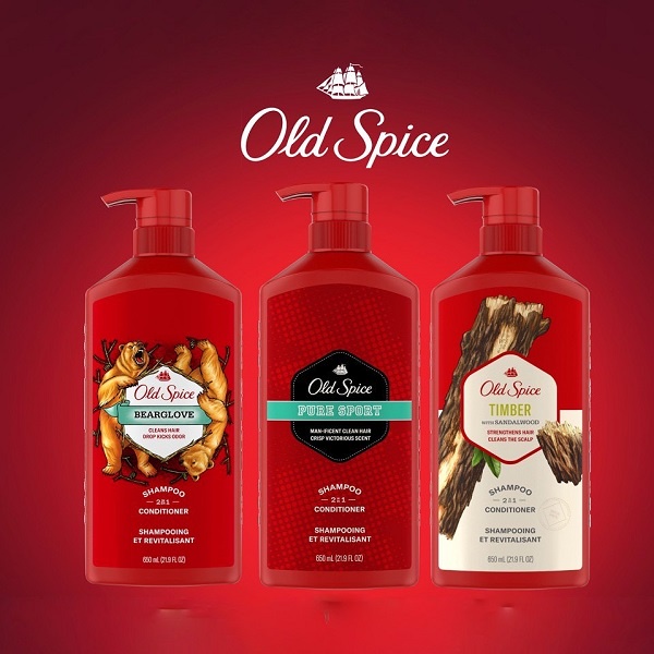 Dầu Gội Xả OLD SPICE 2in1 Hương Nước Hoa Pure Sport | Timber | Bearglove Nam TÍnh Mạnh Mẽ CHo Nam Giới 650ml