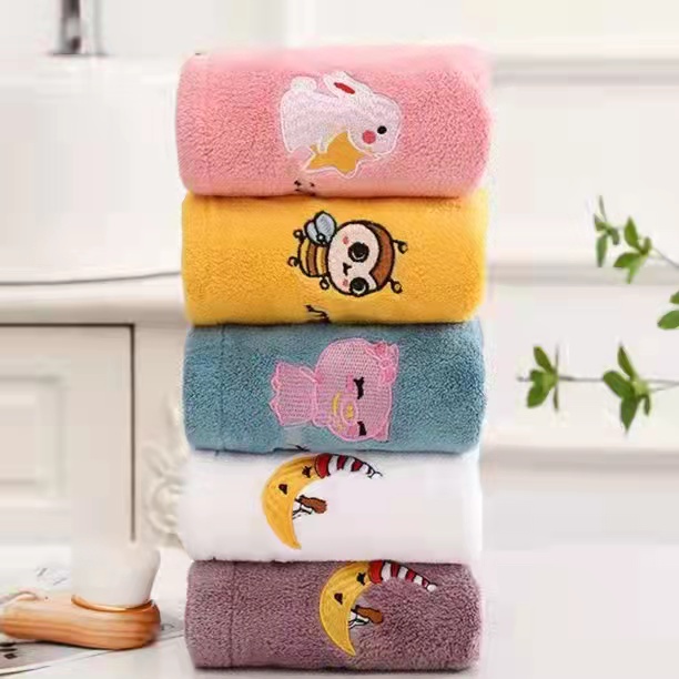 Mũ Trùm Đầu Thấm Hút Nước Nhanh Khô Tóc Hình Tam Giác Thêu Họa Tiết Hoạt Hình Đáng Yêu