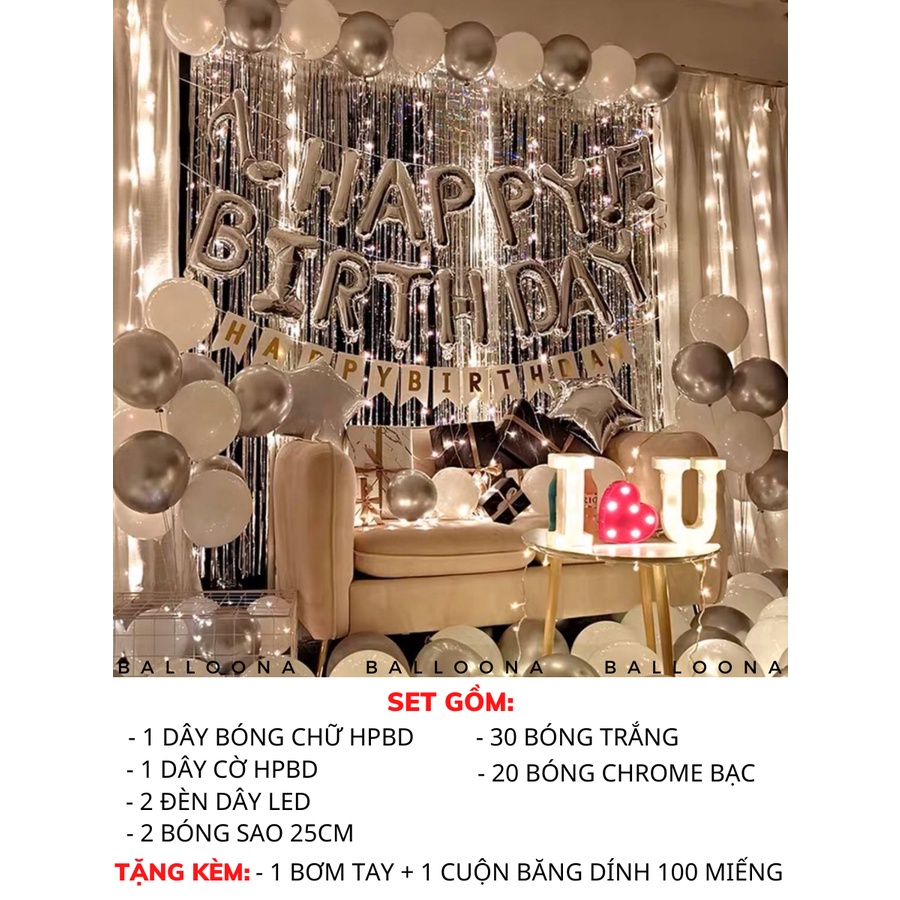 Sét bóng trang trí sinh nhật giá rẻ cho bé trai,bé gái,người lớn