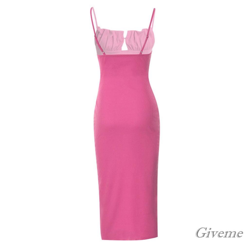 Đầm Midi Không Tay Hở Vai Màu Trơn Thời Trang Xuân Hè Cho Nữ