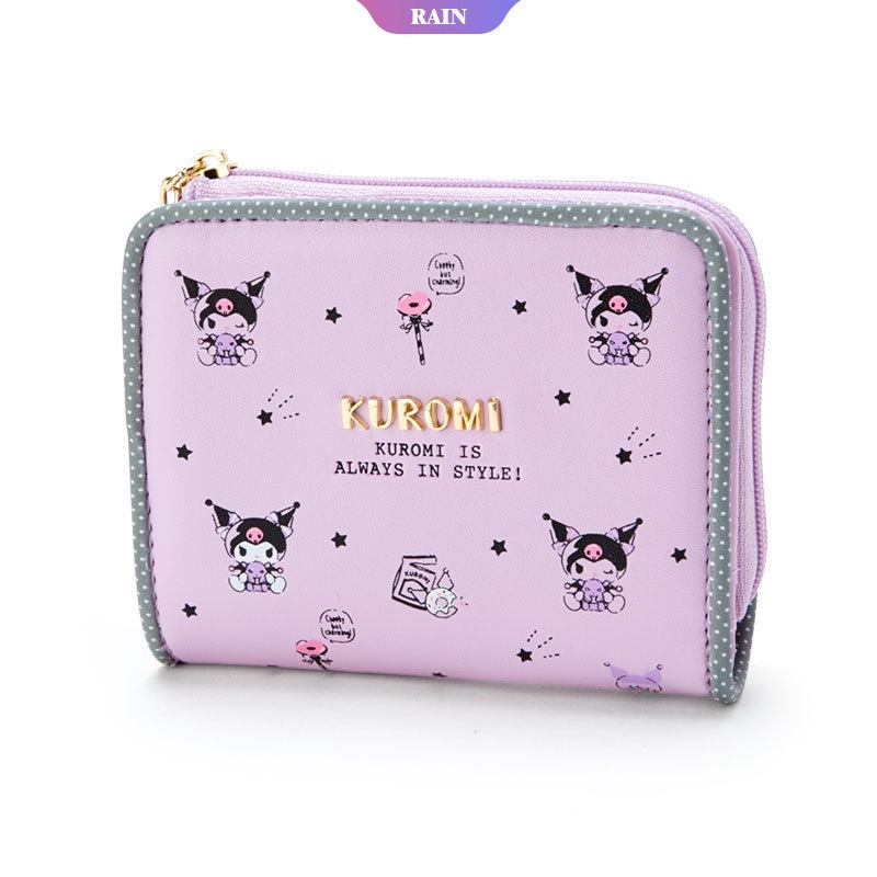 Sanrio Ví Da Pu Gập Có Khóa Kéo Đựng Tiền Xu In Hình Anime Hello Kitty My Melody Kuromi Cinnamoroll Đáng Yêu Cho Nữ [RAIN]