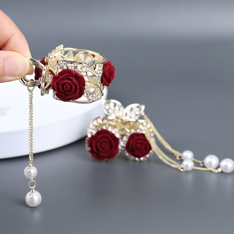 Flocked Kẹp Tóc Đuôi Ngựa Đính Đá Ngọc Trai Giả Cao Cấp