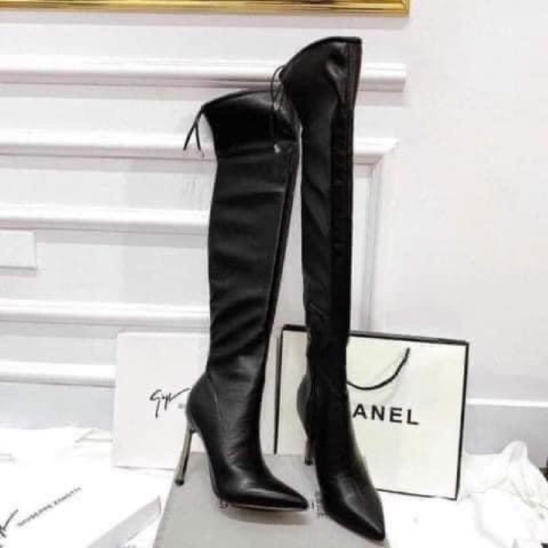 Sẵn Bốt đùi qua gối cao 9cm sang chảnh fullbox