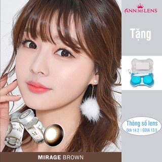 Kính áp tròng 1 năm màu nâu sữa Mirage Brown ANN365 chính hãng dành cho mắt nhạy cảm đeo 12h