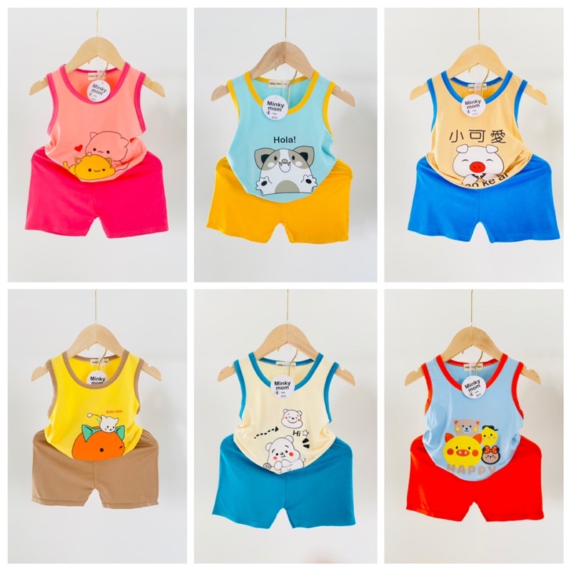 Bộ thun lạnh 3 lỗ cho bé gái và bé trai 7-18kg