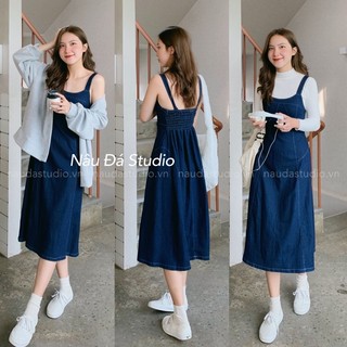 ĐẦM YẾM JEAN PHỐI VIỀN CHỈ TRẮNG (ảnh thật) - NÂU ĐÁ STUDIO.