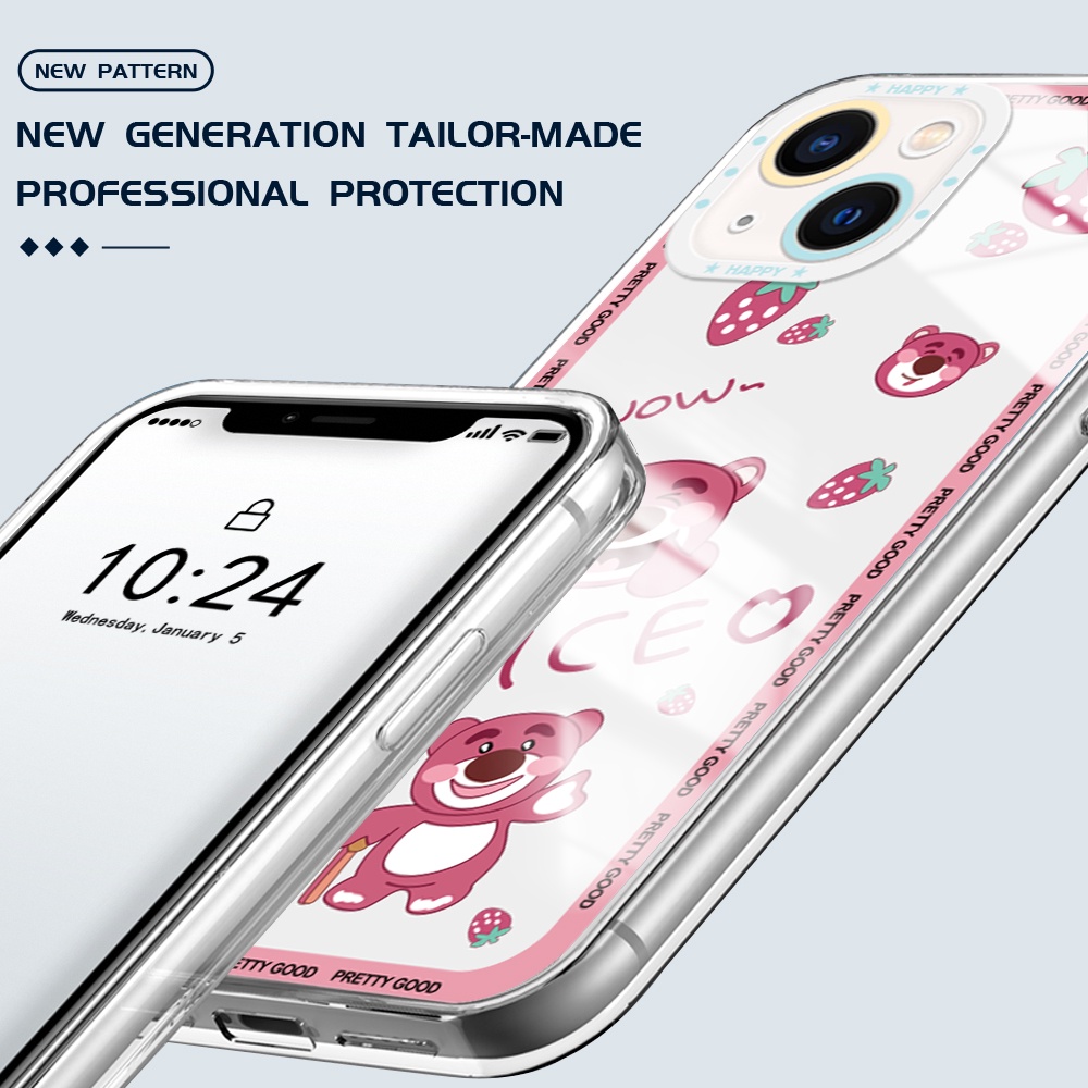 OPPO Reno 7Z 8 8Z 8T Pro 4G 5G Cho Ốp lưng điện thoại In Hình Shockproof Silicone TPU Cartoon Strawberry Bear