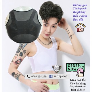 Áo nịt vải lưới siêu mát mùa hè móc gài hông không gen, viền nhỏ (A5) Tomboy Transguy