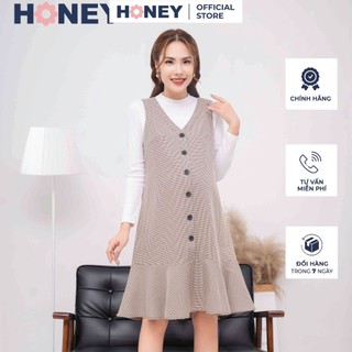  Yếm gile dạ mịn mặc phối áo len giữ nhiệt  áo sơ mi nhiều size - thời trang đầm bầu cao cấp honey 