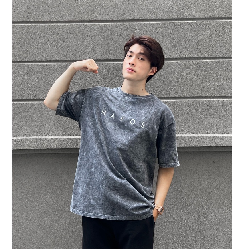 Áo thun unisex TEE WASH cổ tròn cotton phom rộng dành cho nam nữ- HAFOS - GUTTI