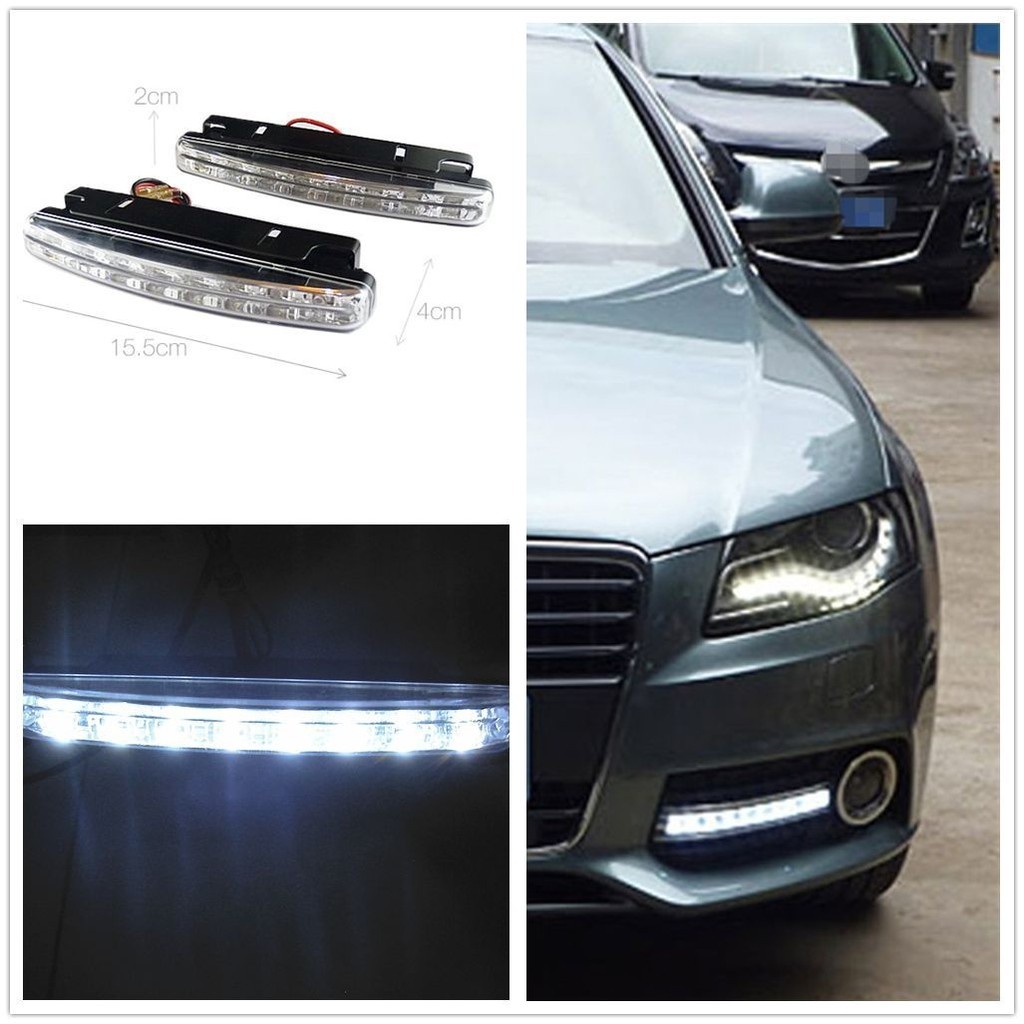 2 Pcs 8 LED Euro Daytime Running Light DRL Daylight Fog Lamp Day Lights For Audi Fast Shipping JY