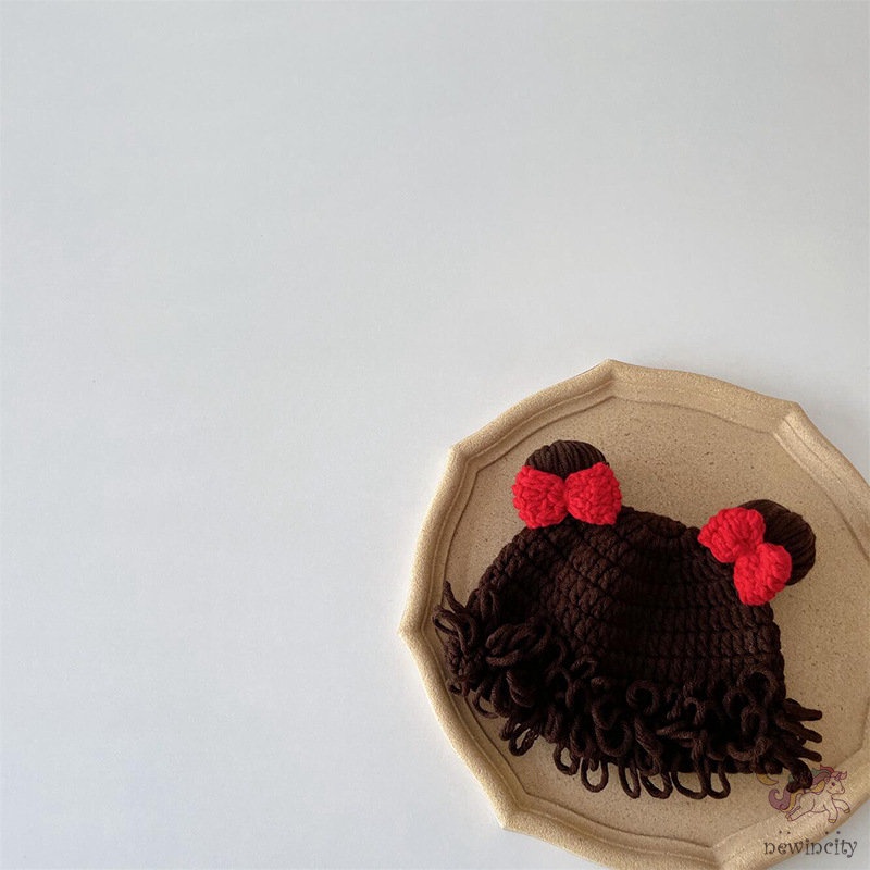 Mũ Len Thiết Kế Thắt Nơ Dễ Thương Vui Nhộn Phong Cách Hàn Quốc Dành Cho Bé Trai Bé Gái