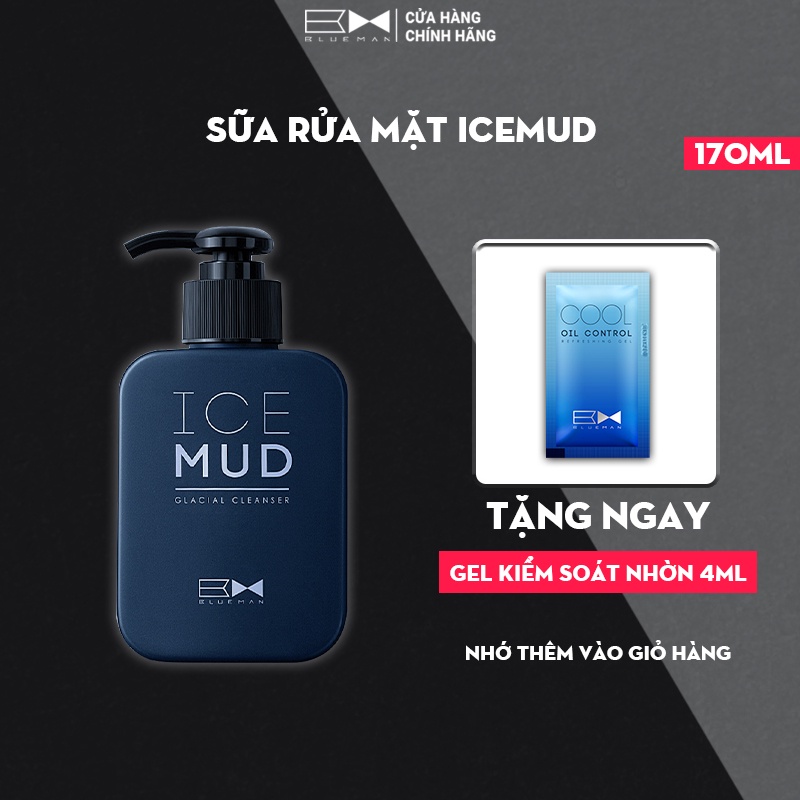 Sữa Rửa Mặt Cho Nam Ice Mud BLUEMAN Ngăn Ngừa Mụn Làm Sáng Da 170ml