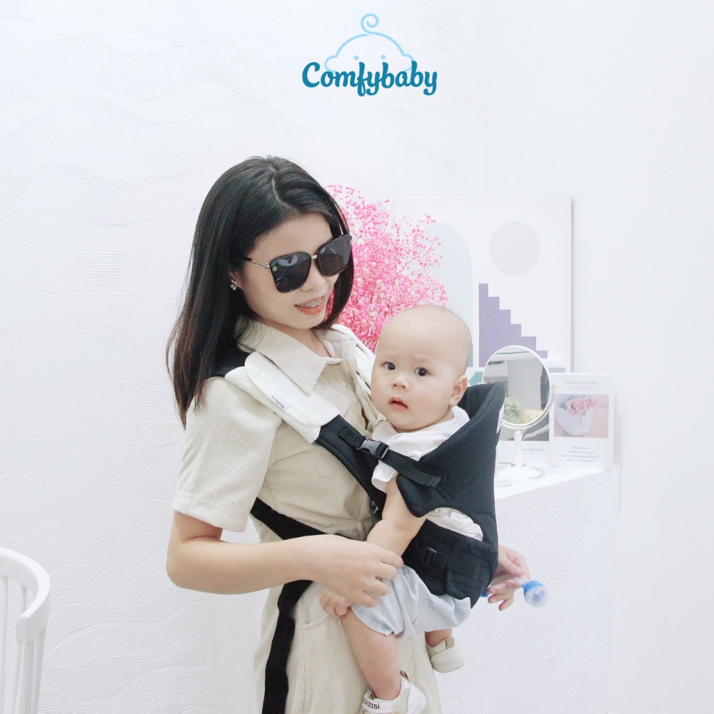 Địu em bé 3 tư thế có đỡ cổ sơ sinh - THOÁNG KHÍ-CHỐNG GÙ cho bé ComfyBaby CF-BK010 hàng chính hãng - bảo hành 12 tháng