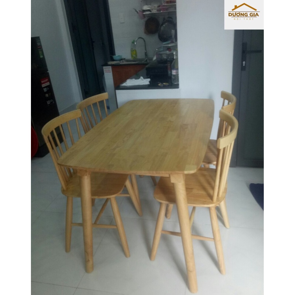 BỘ BÀN ĂN 4 GHẾ GỖ CAO SU TỰ NHIÊN