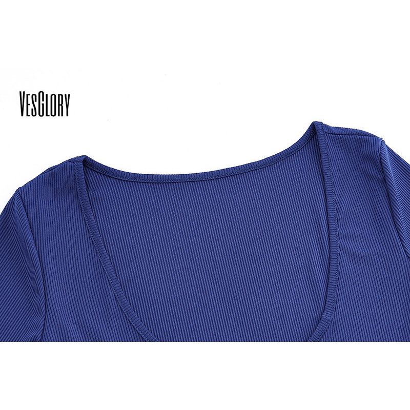 Áo liền quần VesGlory tay ngắn cổ chữ V màu trơn dáng ôm thời trang quyến rũ cho nữ | BigBuy360 - bigbuy360.vn