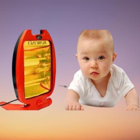 Quạt sưởi Đèn sưởi hồng ngoại hình cá 800w, có role an toàn
