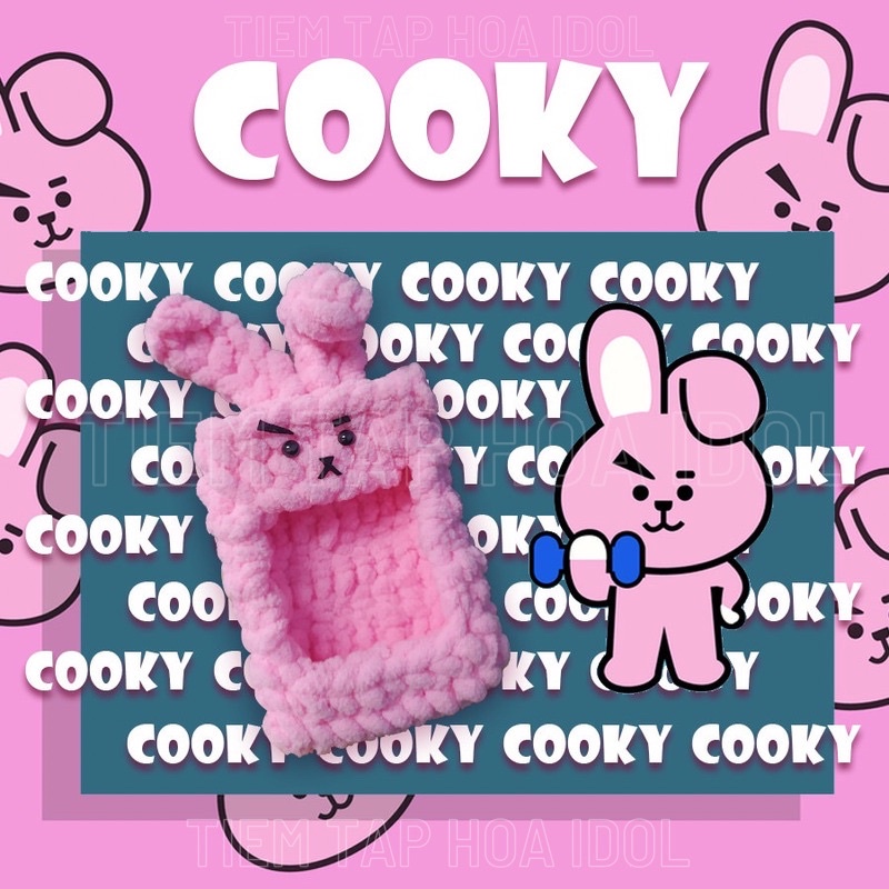 (tặng kèm top loader) BT21 top holder bằng len/ túi đựng card thần tượng