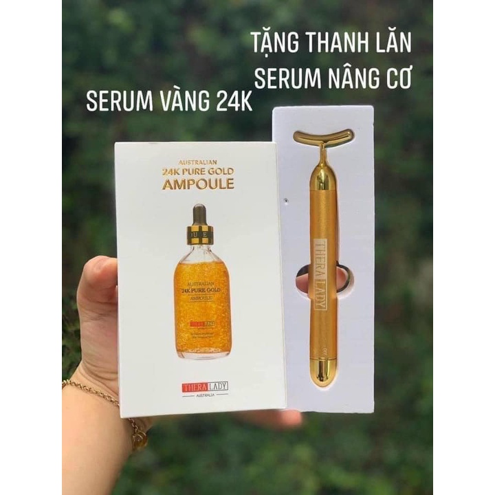Serum vảy vàng 24K Pure Gold Ampoule Thera Lady 100ml + thanh lăn Beauty Bar 24K
