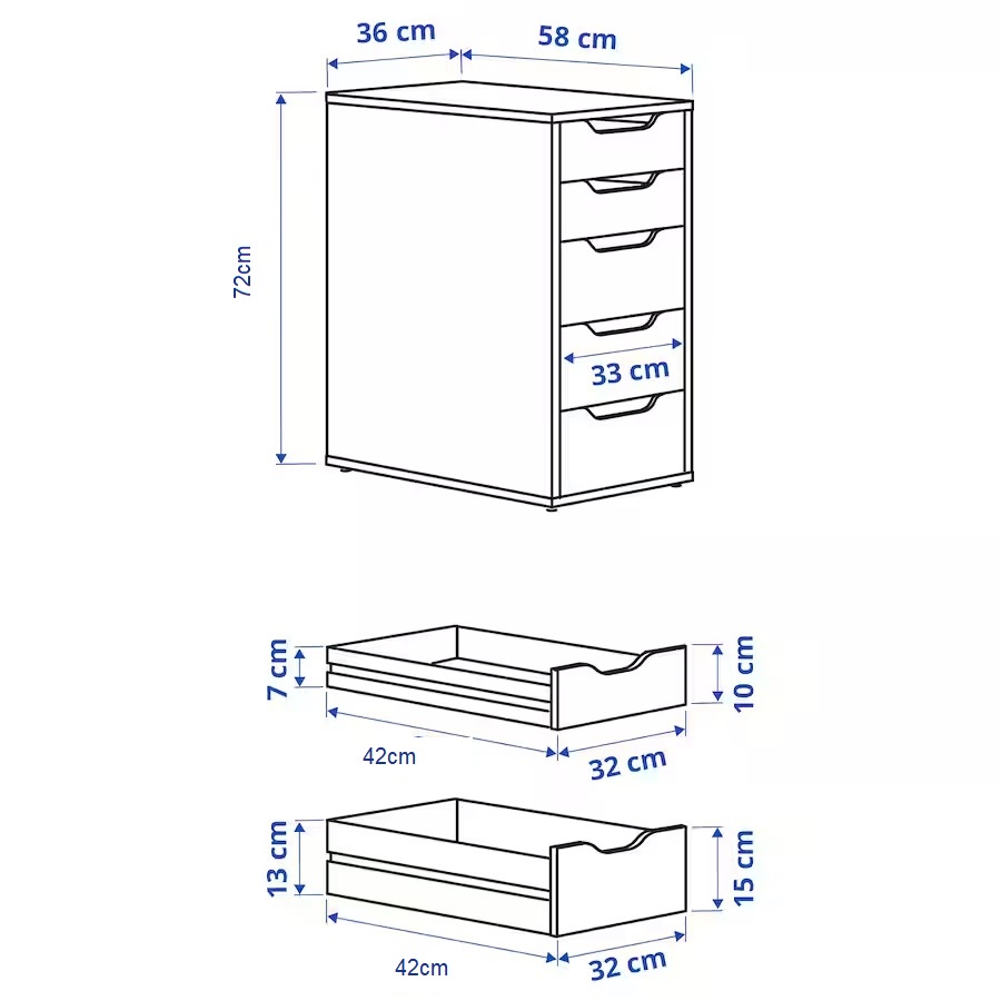 Hộc tủ ngăn kéo dành cho bàn Ikea nhiều kích thước