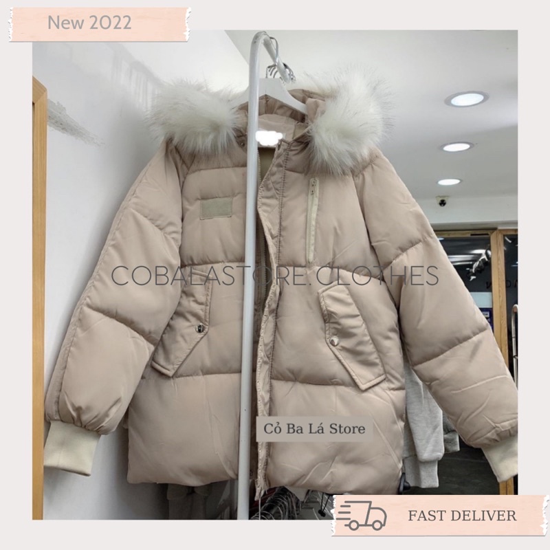 Áo Khoác Phao Nữ Dáng Lửng Mũ Lông hàng Quảng Châu hot trend 2021