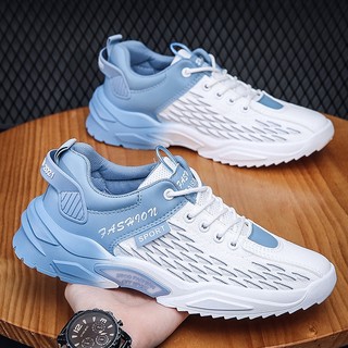 Giày Thể Thao Nam Đế Cao TT14 Cổ Lửng Màu Trắng Gót Xanh