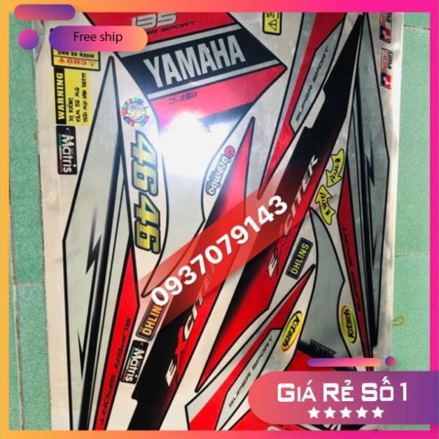 FREE SHIP + QUÀ TẶNG Tem rời xe Exciter 2011 chất liệu crom đỏ đen