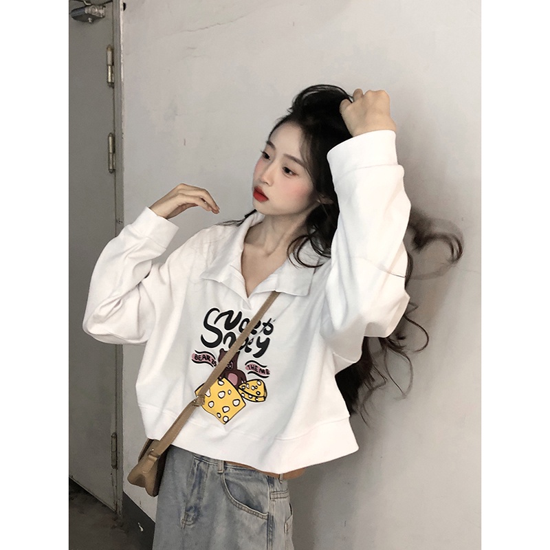 Áo thun nữ NRVP dài tay dáng rộng phong cách Hàn Quốc