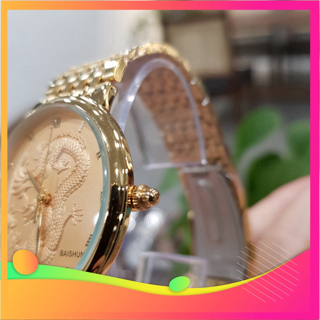 GIÁ GIẬT MÌNH (Chính Hãng) Đồng hồ nam mặt rồng baishuns Quyền Lực + Tặng Vòng Tỳ Hưu Mạ Vàng GIÁ GIẬT MÌNH