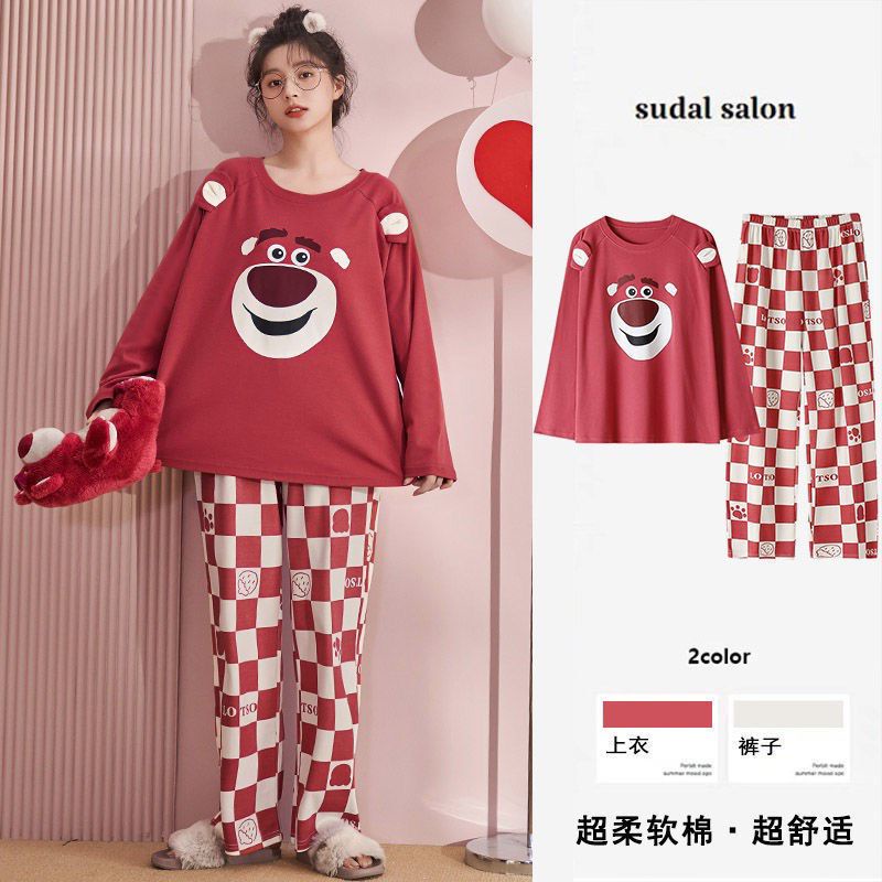 Bộ quần áo Gấu dâu mặc nhà dài tay chất thun cao cấp mịn đẹp