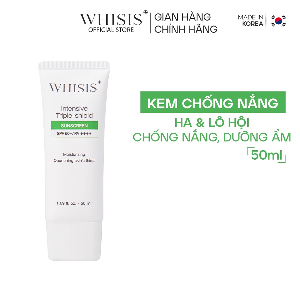 Kem Chống Nắng Làm Dịu Da Đa Chức Năng WHISIS Intensive Triple-Shield Sunscreen (SPF 50+/ PA++++) 50ml