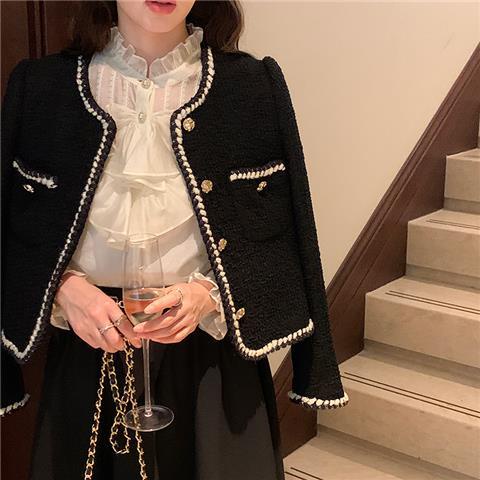 Áo Khoác Dáng Ngắn Phong Cách Pháp Thời Trang Xuân Thu Cao Cấp Cho Nữ