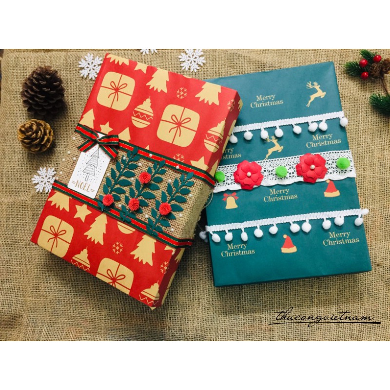 Hộp Quà To Gói Sẵn Phong Cách Giáng Sinh