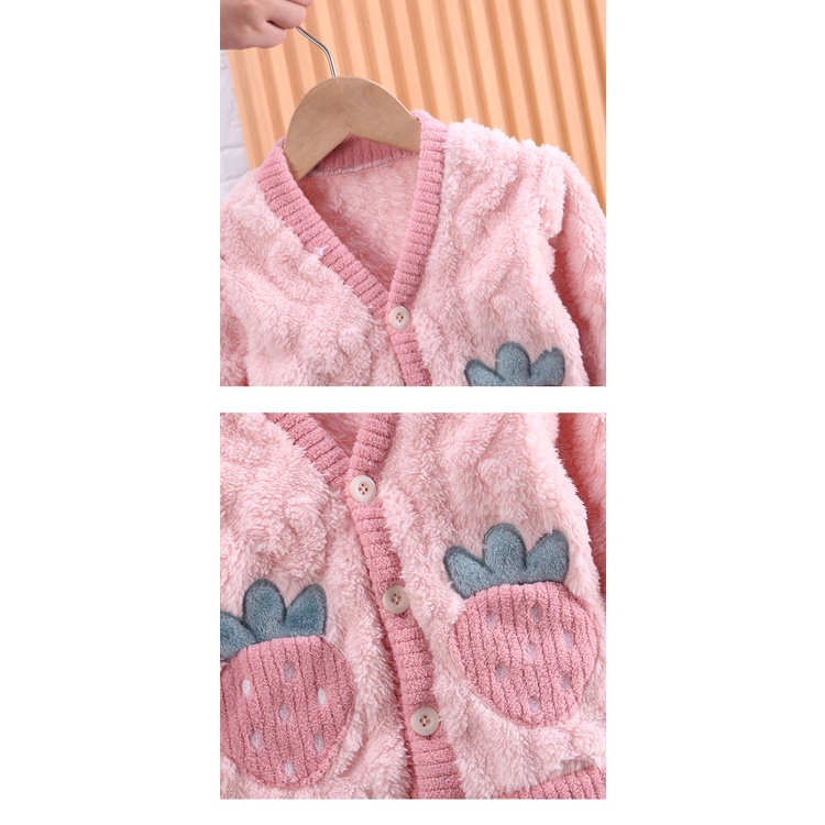 Bộ đồ ngủ IQ ANGEL vải flannel giữ ấm áp size lớn thời trang mới dành cho bé gái