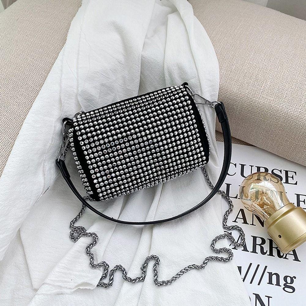 FALLFORBEAUTY Túi Xách Da PU Cỡ Lớn Đính Đá Sang Trọng Cho Nữ