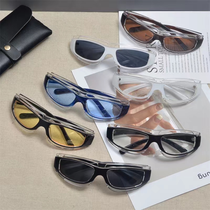 [Hàng Có Sẵn] Kính Mát Hình Chữ Nhật Phong Cách Steampunk Tương Lai Y2K Chống Nắng Ngoài Trời Cho Nam Và Nữ