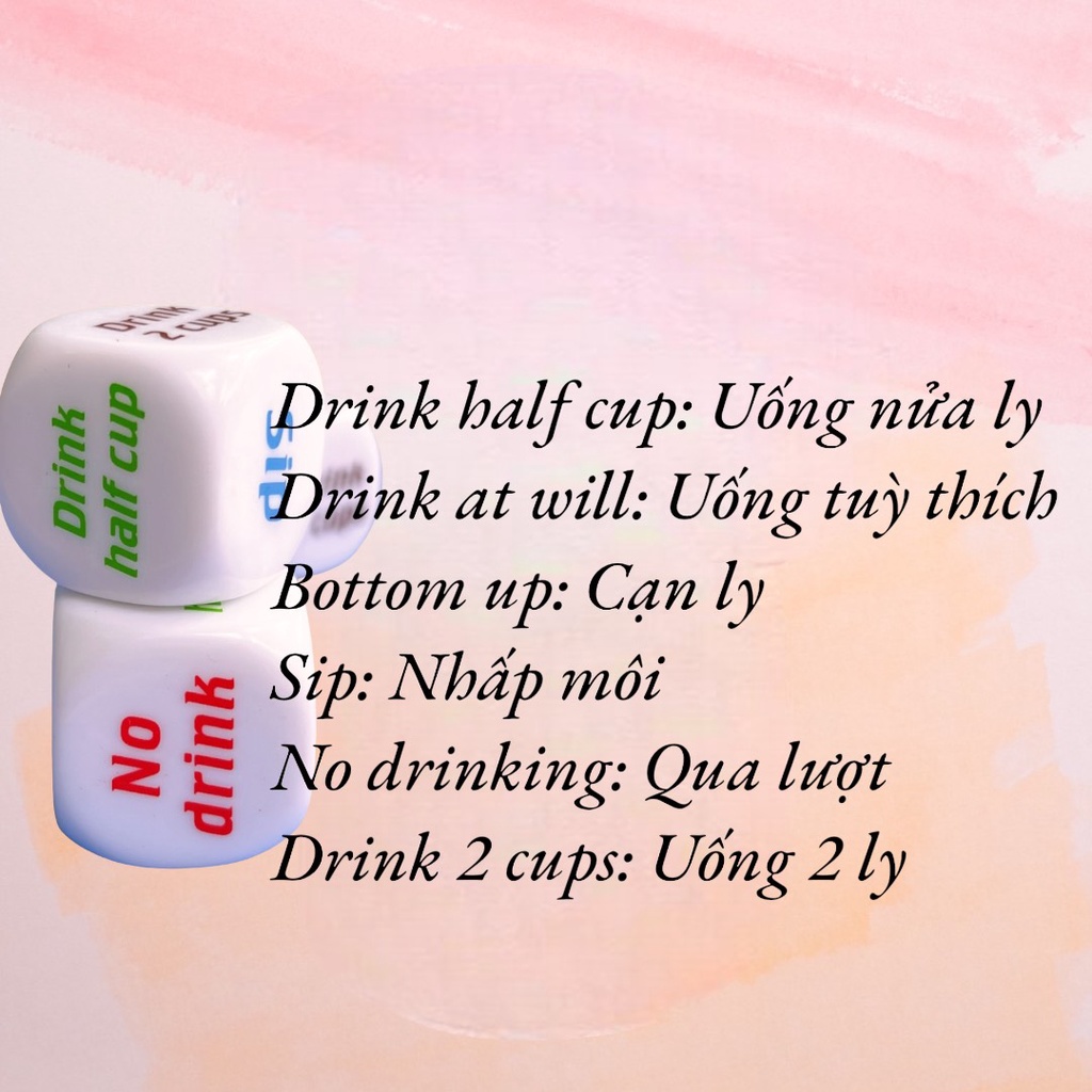 Drinking game bộ 01 xúc xắc xí ngầu cỡ lớn 25mm chất lượng cao nhiều lựa chọn