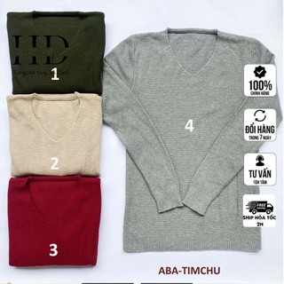 Áo len nam cổ tim len Quảng Châu mịn đẹp tim-chữ-TQ-Hà Đinh