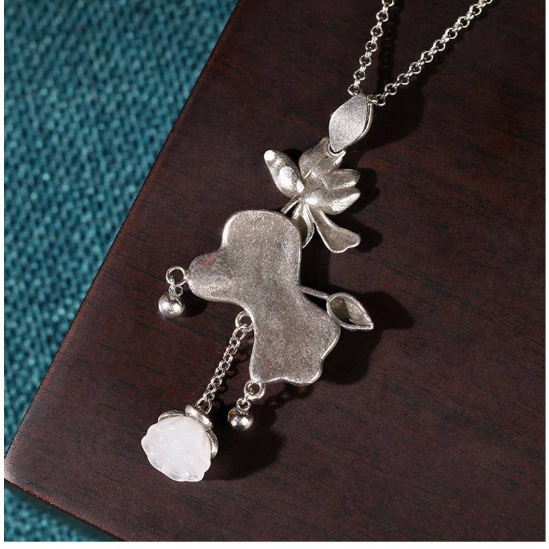 Dây Chuyền Mặt Hình Hoa Sen Phong Cách Trung Hoa Cổ Điển Thời Trang 770#