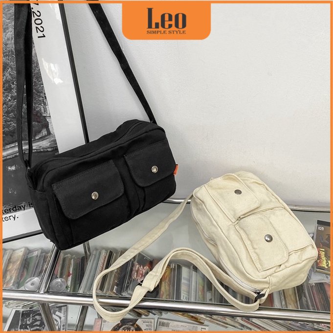 Túi Đeo Chéo Nam Nữ Unisex Mini Bag LEO Vải Oxford Nhập Khẩu Cao Cấp Chống Nước Màu Đen T72