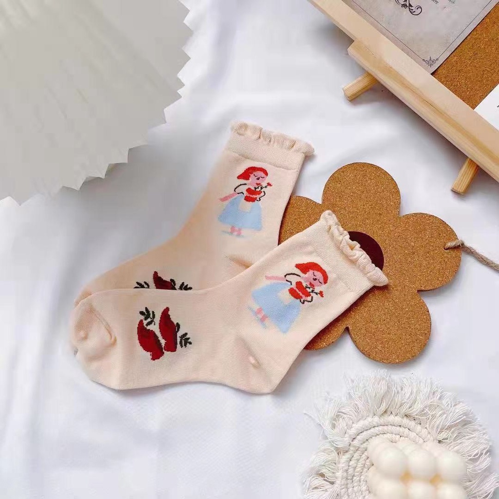 Vớ noel nữ Tất noel Giáng sinh nữ cổ cao Họa tiết Dễ thương Cao cấp Cá tính chất dày dặn Phong cách Hàn Quốc