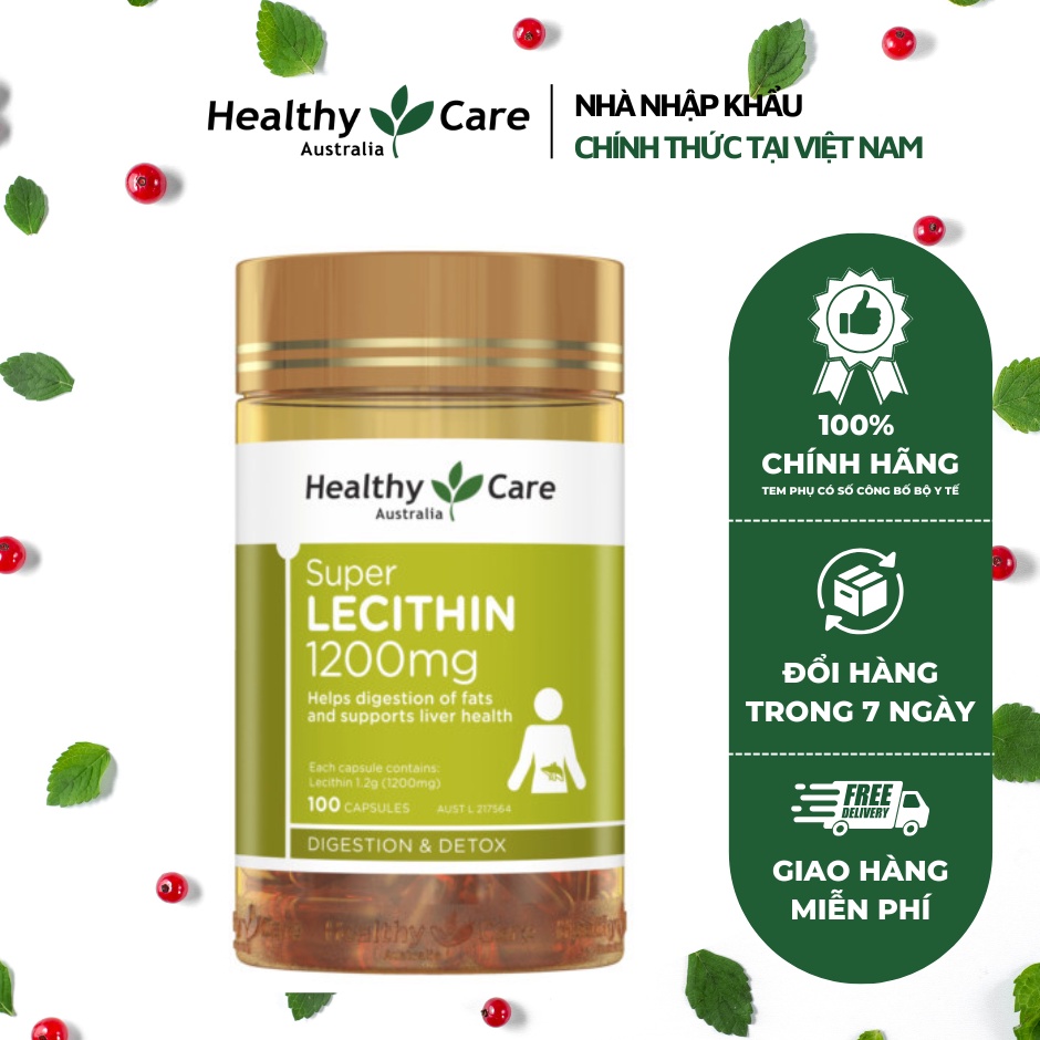 Viên Mầm Đậu Nành Healthy Care Super Lecithin 1200mg 100 Viên Chính Hãng